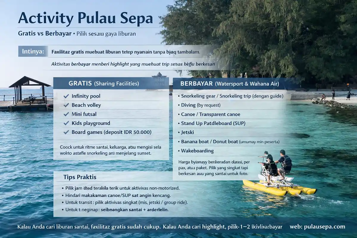 Penjelasan dengan gambaran terkait activity di pulau sepa kepulauan seribu